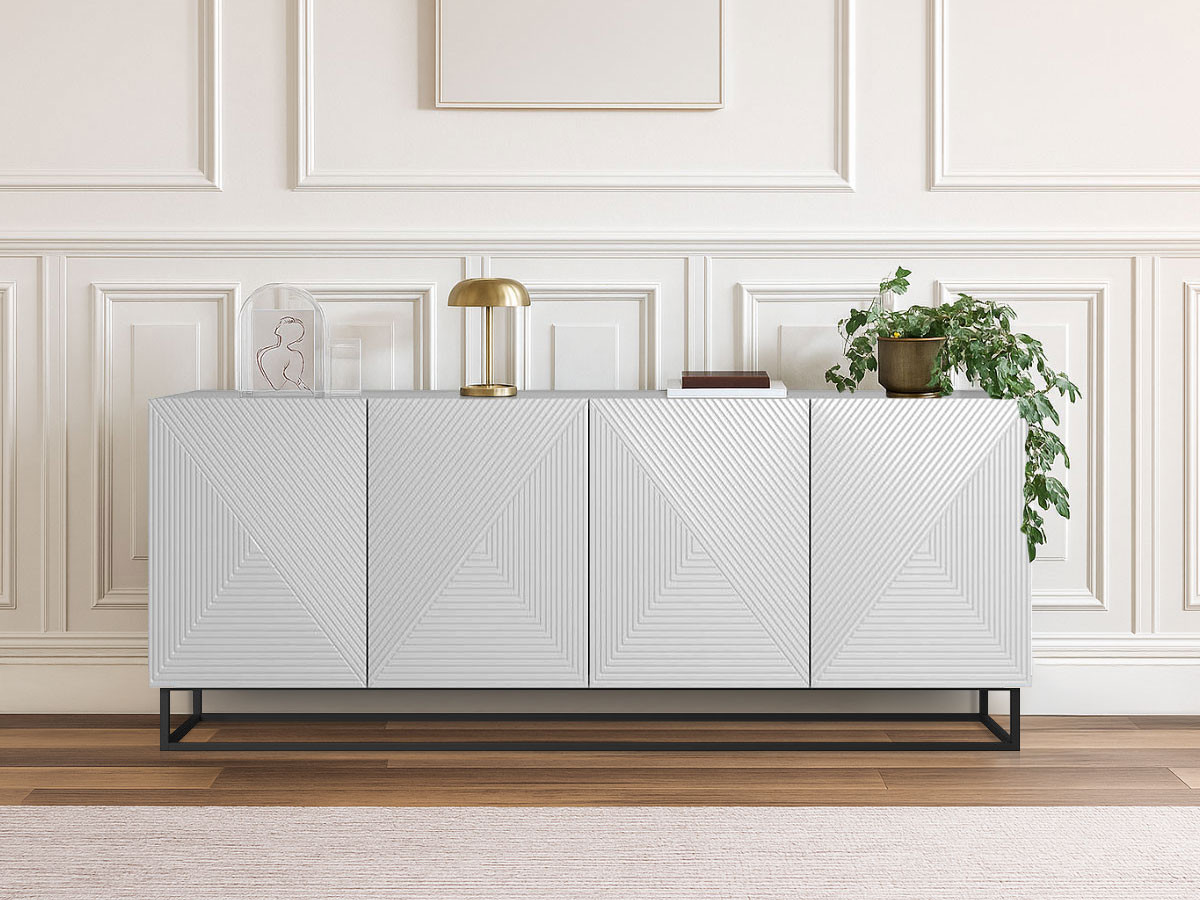 Buffet 4 portes 200 cm ELIA pieds en métal