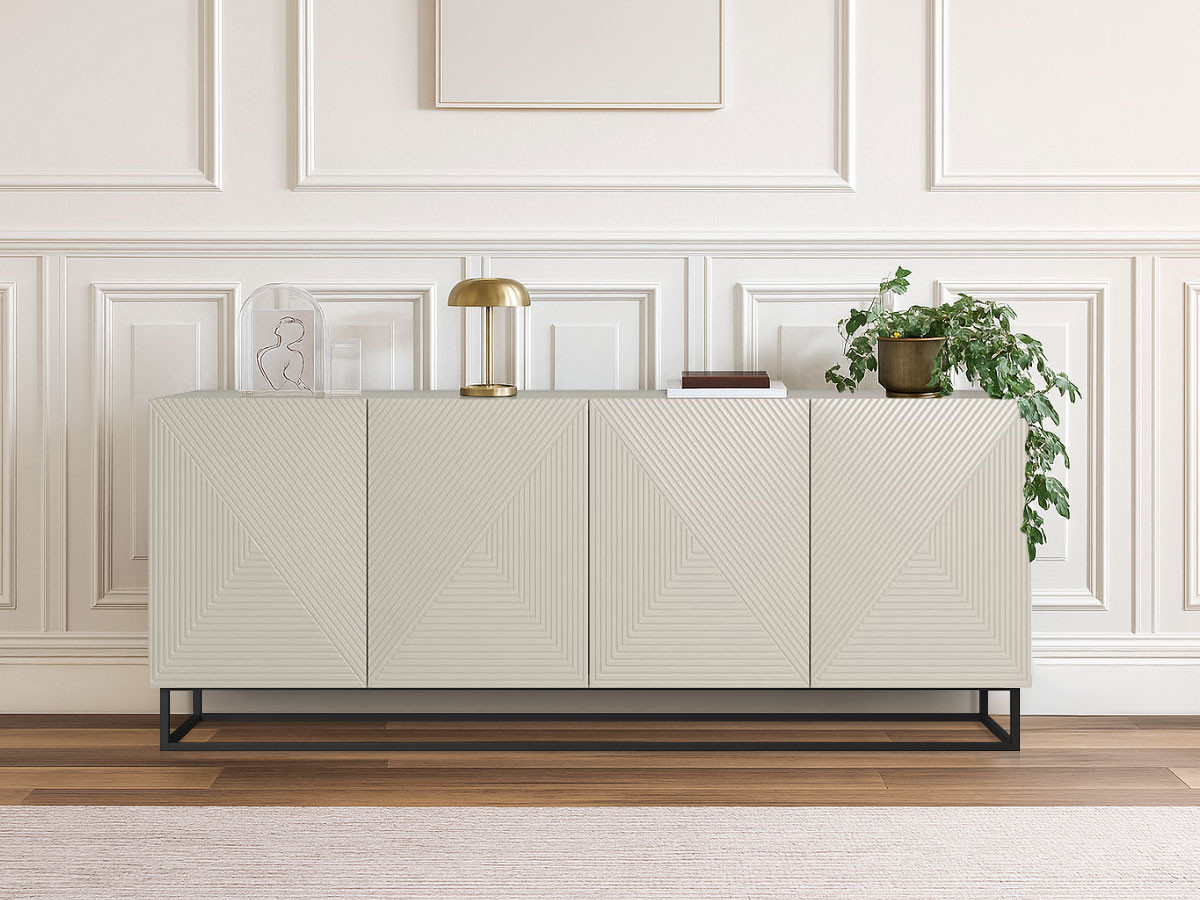 Buffet 4 portes 200 cm ALICE pieds en métal beige