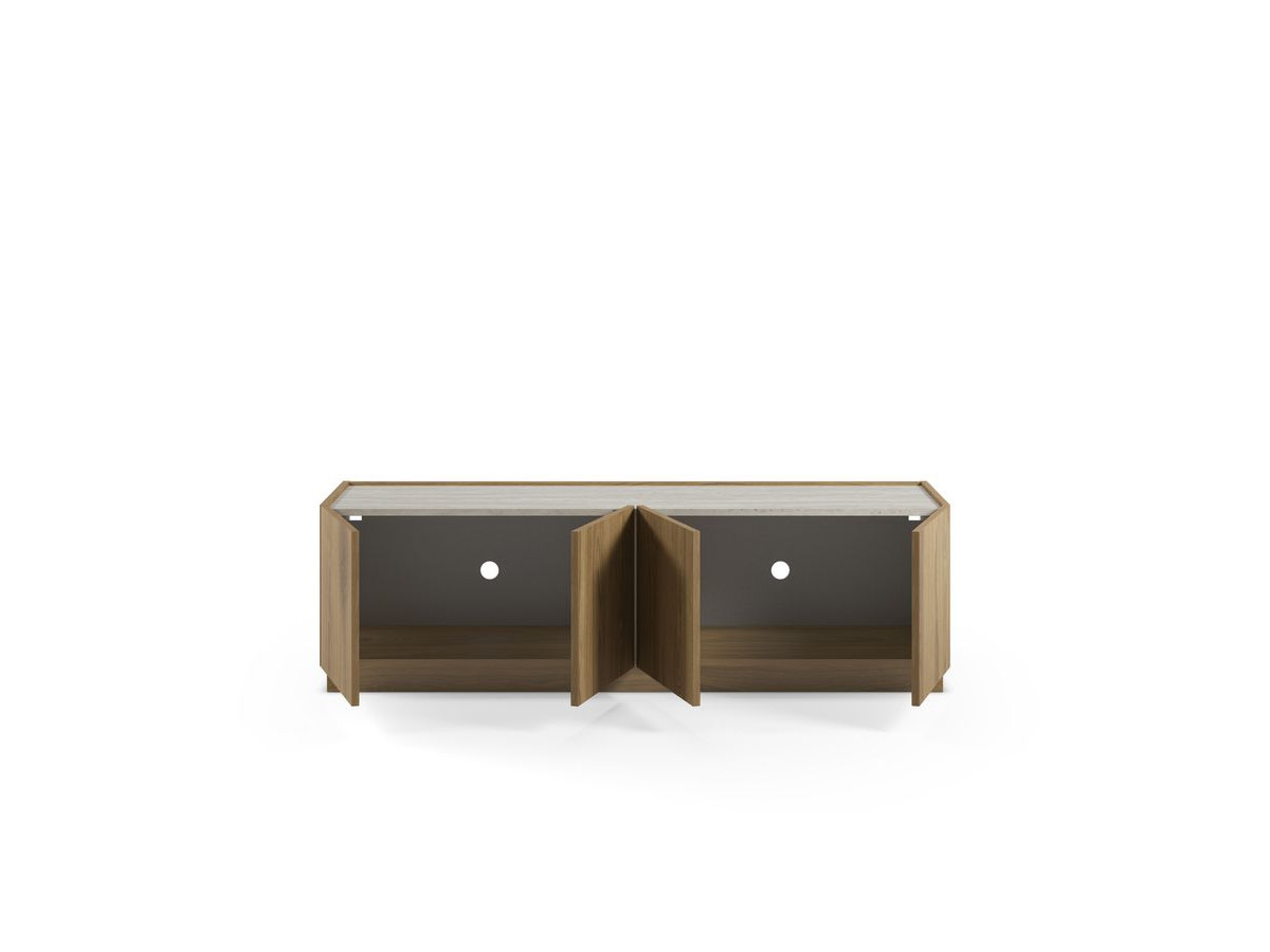 MARION 4-deurs tv-meubel 160 cm eiken en travertijn effect