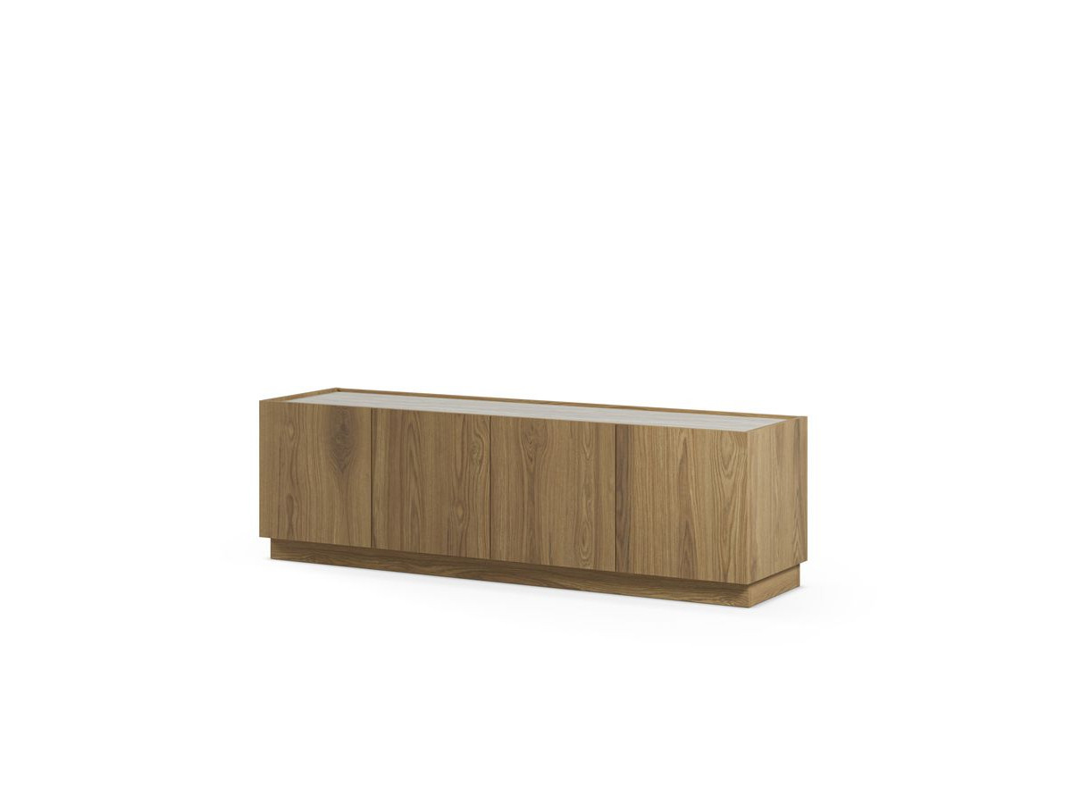 Meuble TV 4 portes 160 cm MARION effet chêne et travertin — vue 6