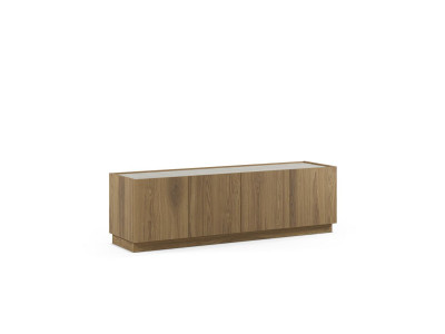 Meuble TV 4 portes 160 cm MARION effet chêne et travertin
