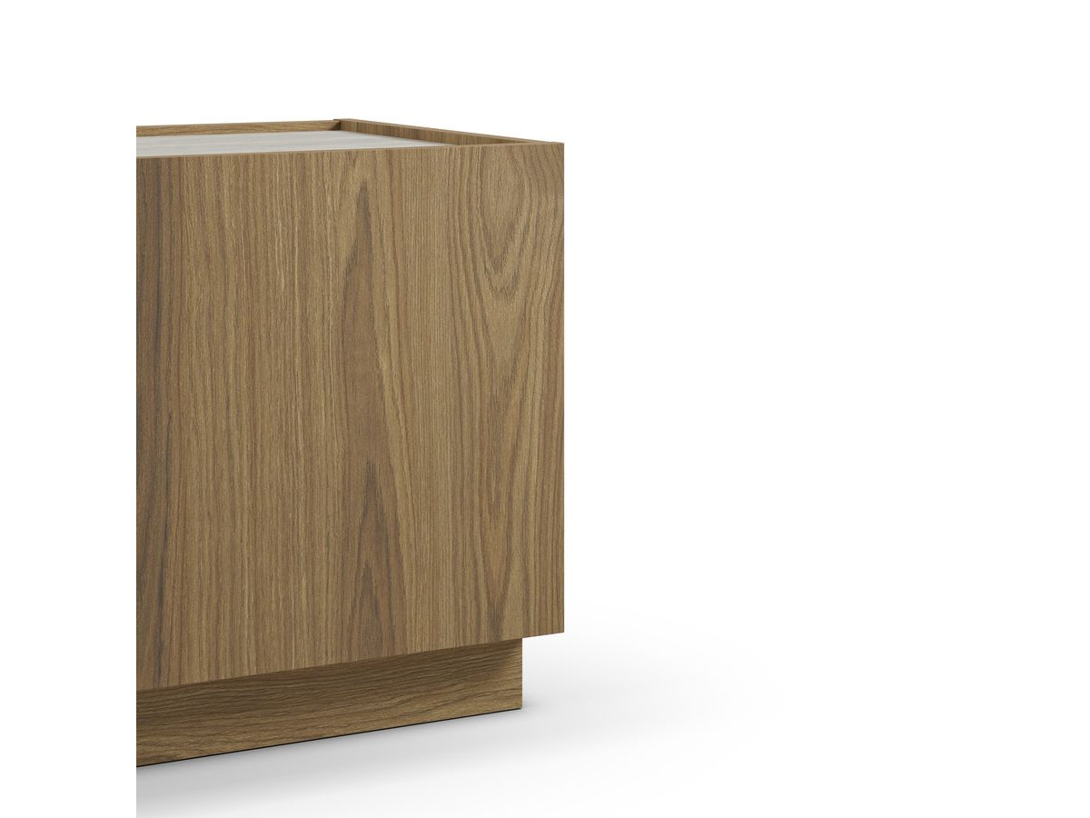 Meuble TV 3 portes 120 cm MARION effet chêne et travertin