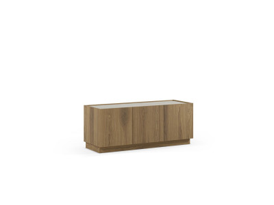 Meuble TV 3 portes 120 cm MARION effet chêne et travertin