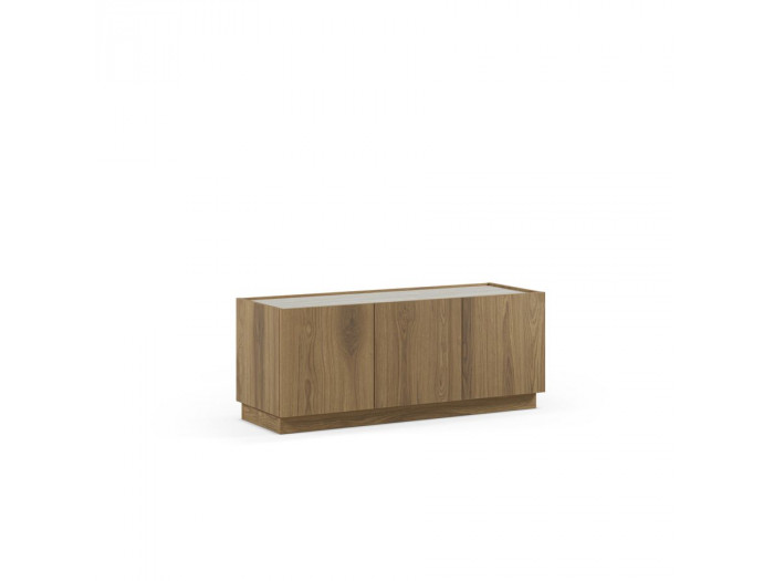 Meuble TV 3 portes 120 cm MARION effet chêne et travertin