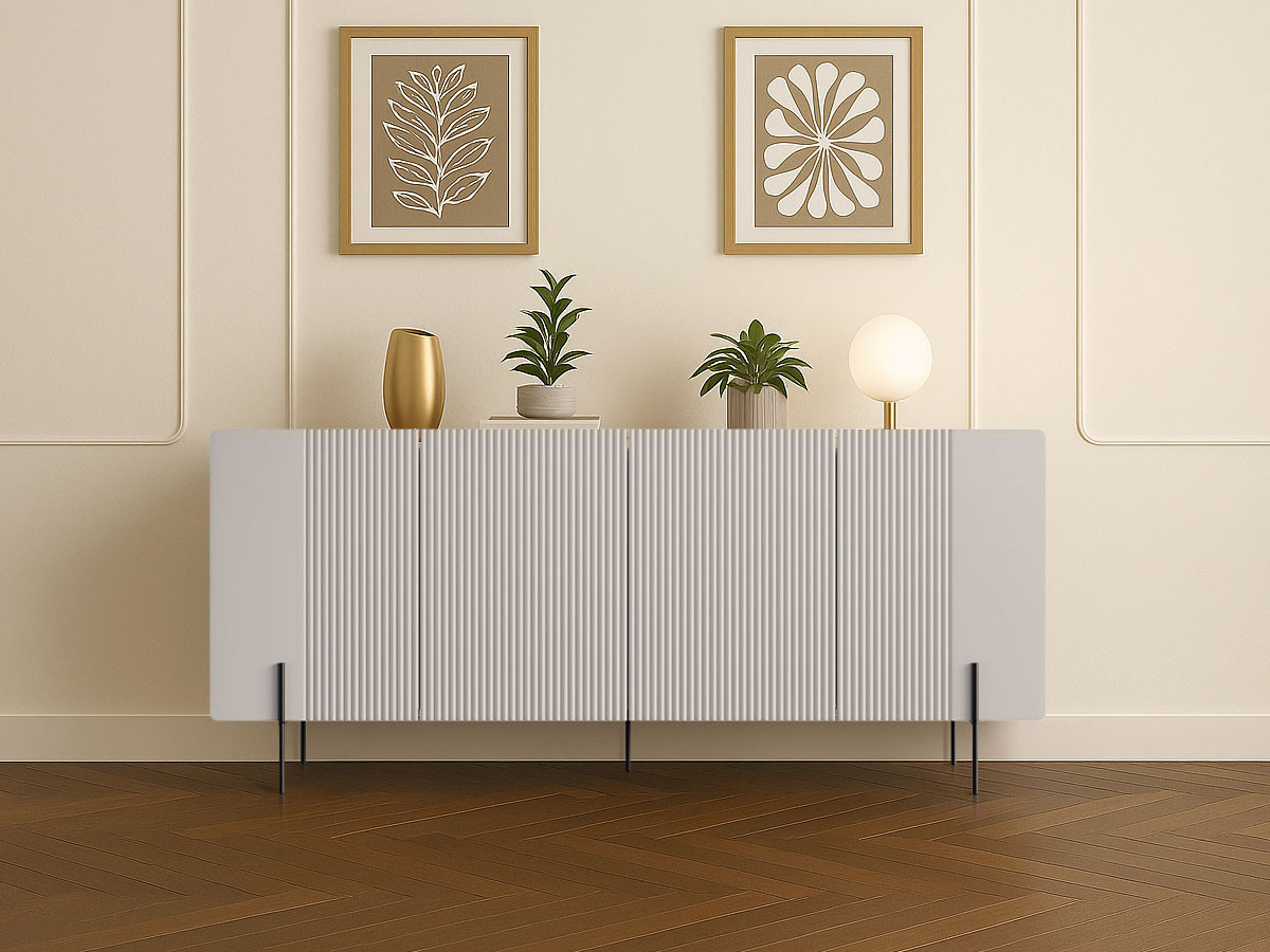 Buffet 4 portes 200 cm MATHILDE pieds noir