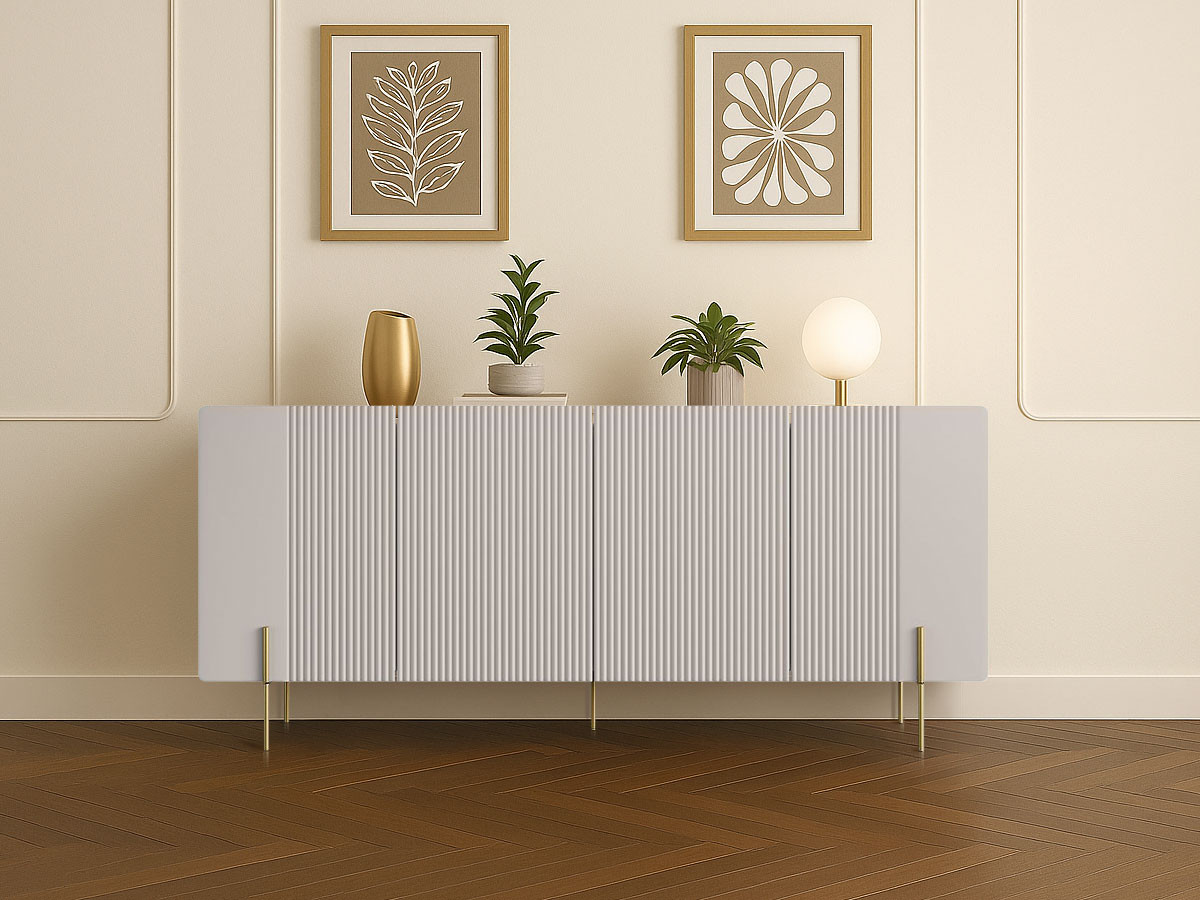 Buffet 4 portes 200 cm MATHILDE pieds OR