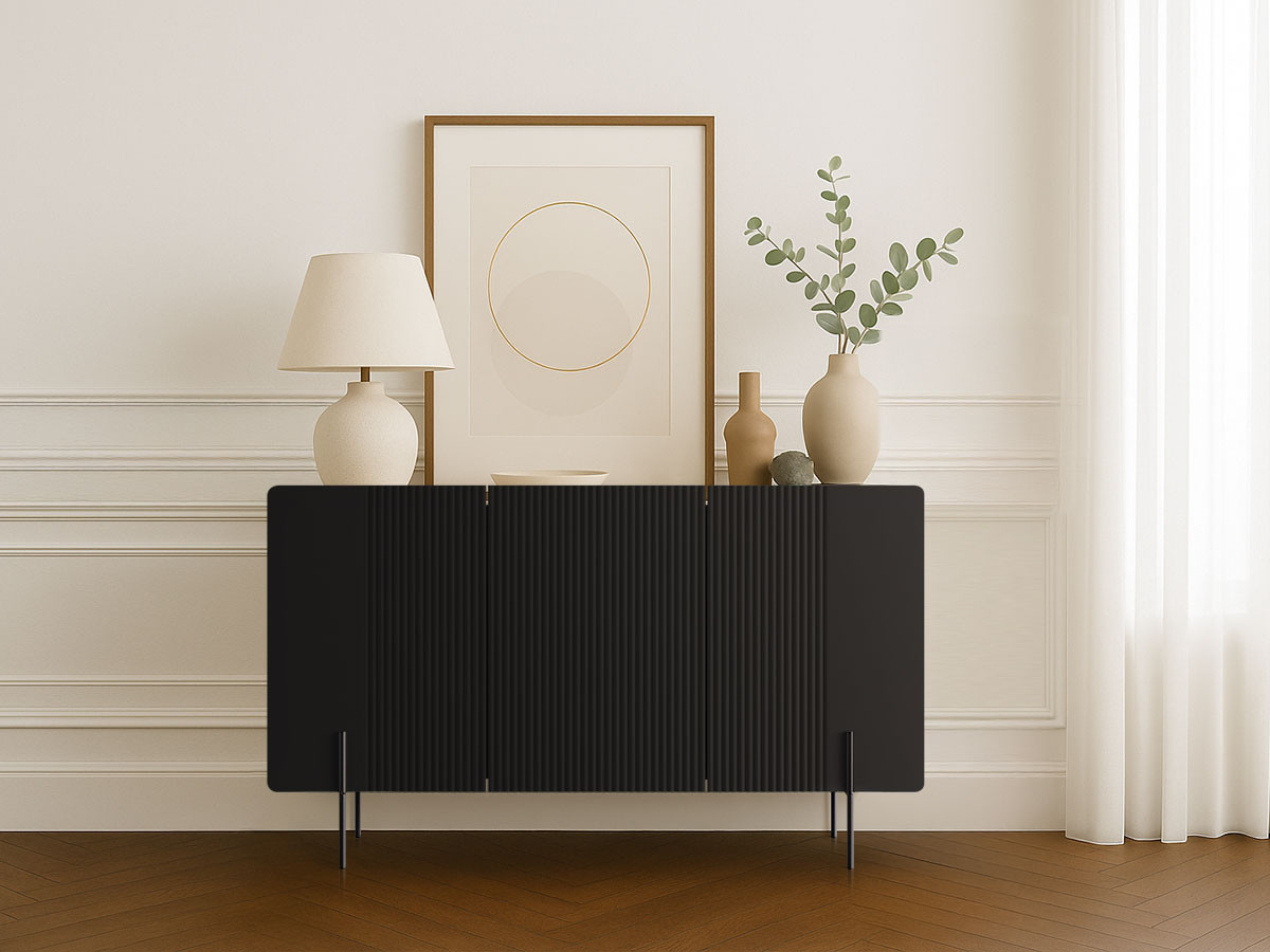 Buffet 3 portes 150 cm MATHILDE pieds noirs