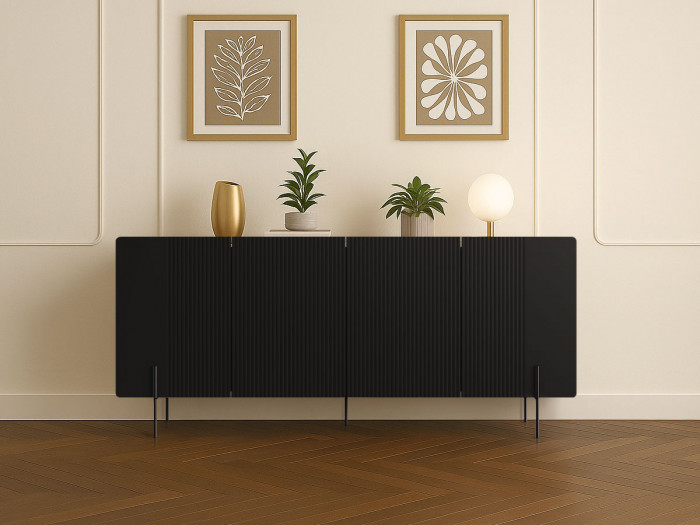 Buffet 4 portes 200 cm MATHILDE pieds noir