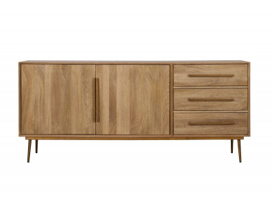 Buffet 2 portes 3 tiroirs 180 cm BRUGES bois massif de manguier