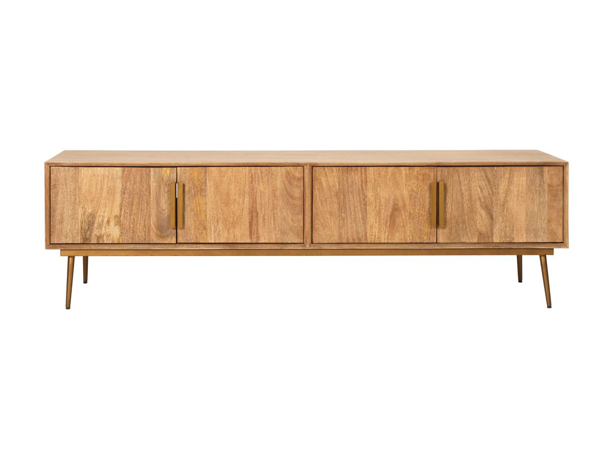 Meuble TV 4 portes 180 cm BRUGES bois massif de manguier