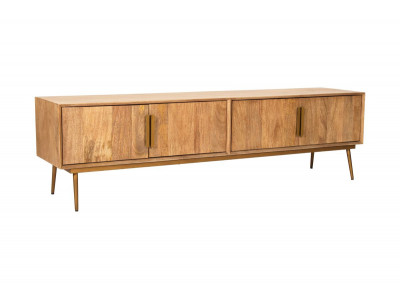Meuble TV 4 portes 180 cm BRUGES bois massif de manguier
