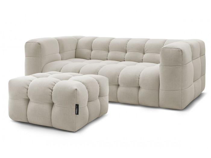 Canapé droit convertible 3 places CLOUD tissu lisse avec pouf