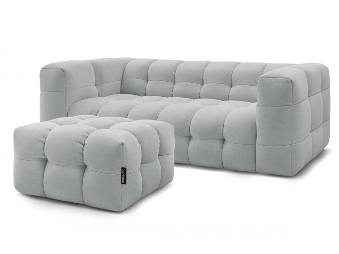 Canapé droit convertible 3 places CLOUD tissu lisse avec pouf