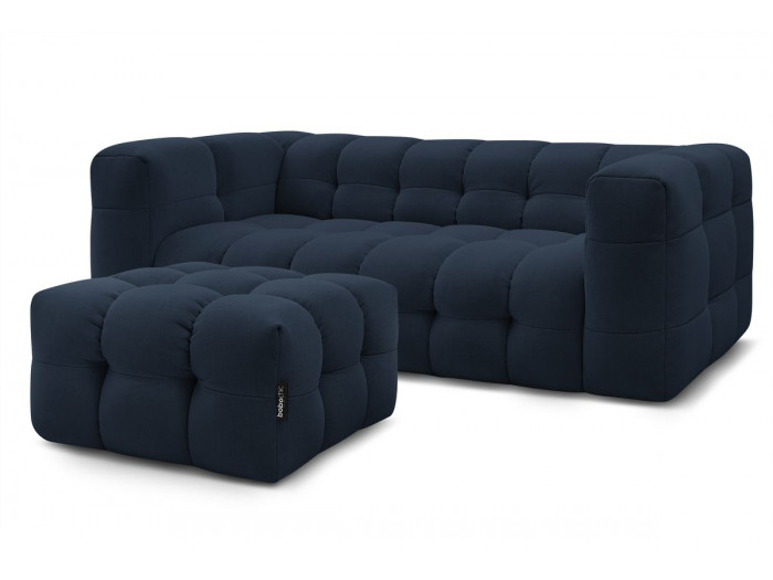 Canapé droit convertible 3 places CLOUD tissu lisse avec pouf