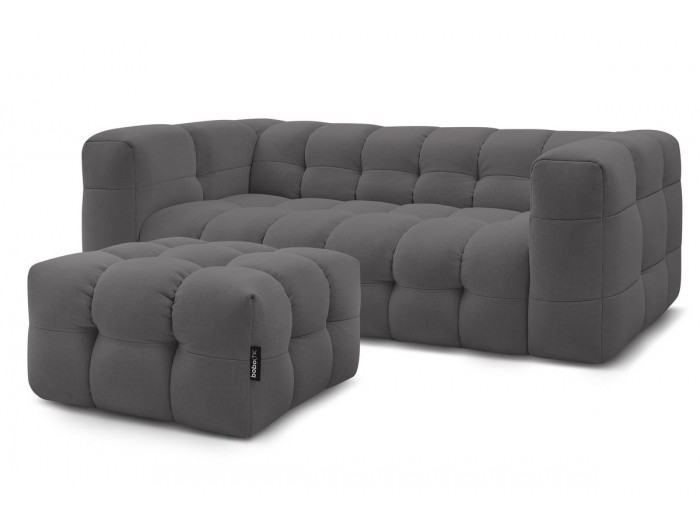 Canapé droit convertible 3 places CLOUD tissu lisse avec pouf