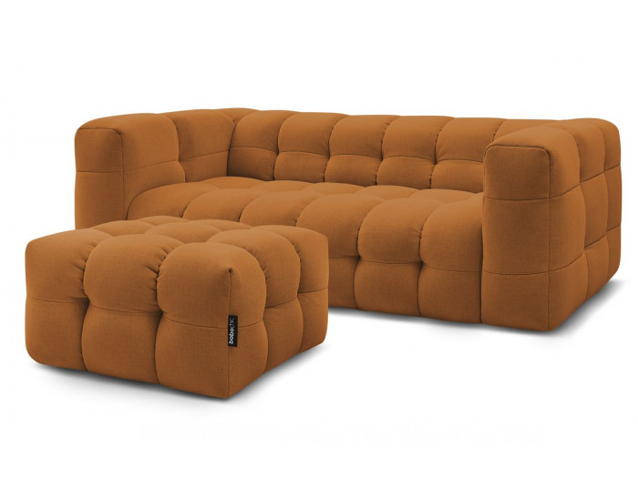 Canapé droit convertible 3 places CLOUD tissu lisse avec pouf