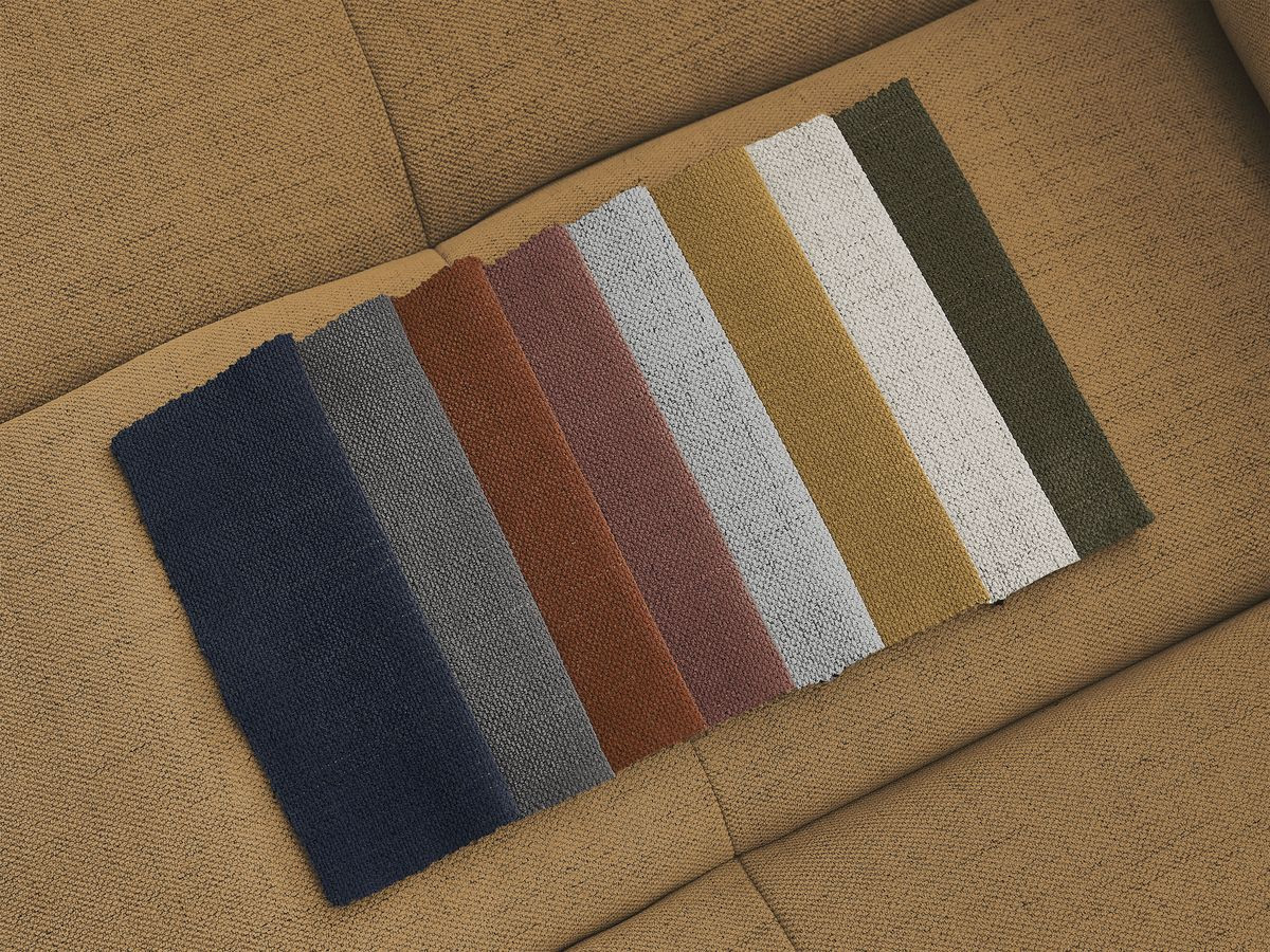 Canapé droit convertible 3 places CLOUD lisse avec pouf jaune — vue 4