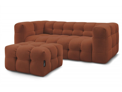 Canapé droit convertible ouverture express 3 places CLOUD tissu lisse avec pouf