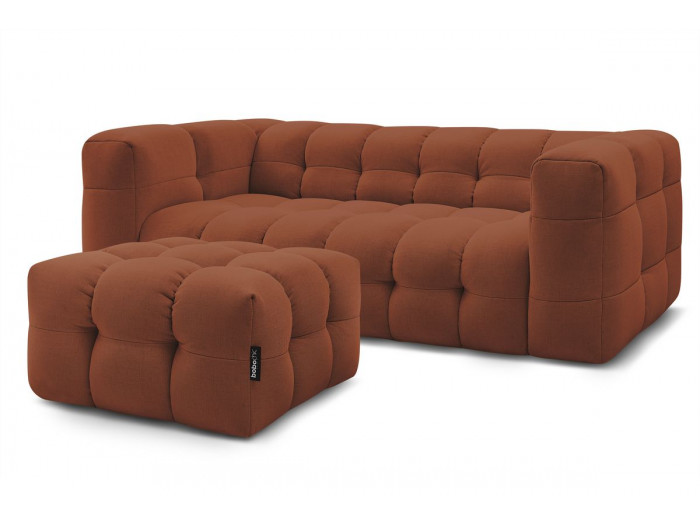 Canapé droit convertible 3 places CLOUD tissu lisse avec pouf