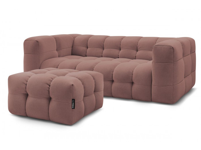 Canapé droit convertible 3 places CLOUD tissu lisse avec pouf