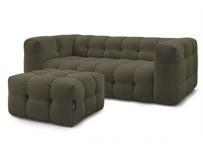Canapé droit convertible 3 places CLOUD tissu lisse avec pouf