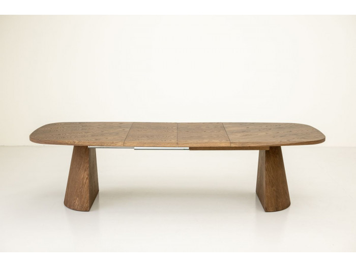 Table à manger ovale extensible 200 à 300 cm MAZARGUES placage chêne massif