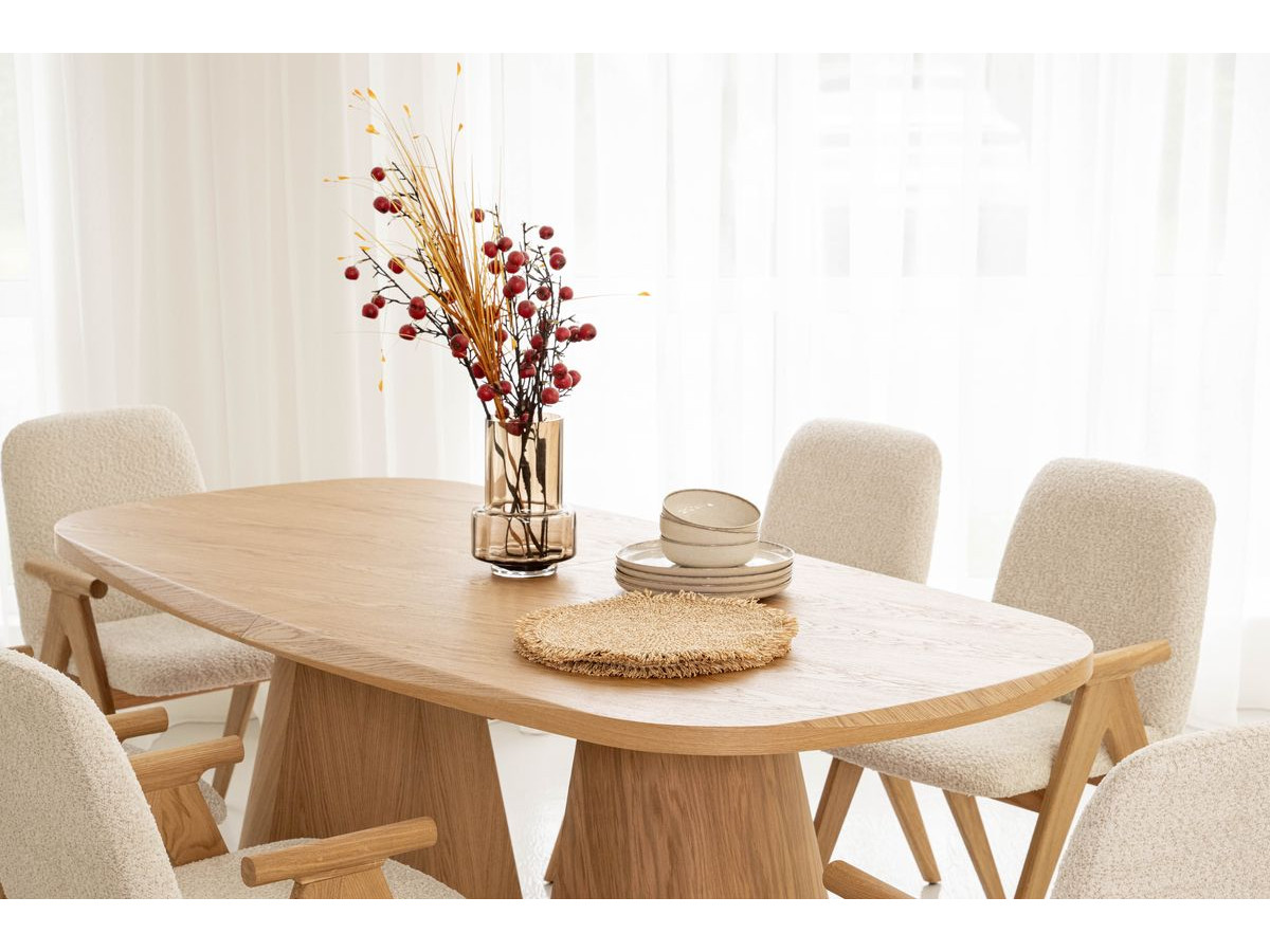 Ensemble MAZARGUES avec table à manger extensible 200 à 300 cm + 6 chaises PAGNOL placage chêne massif