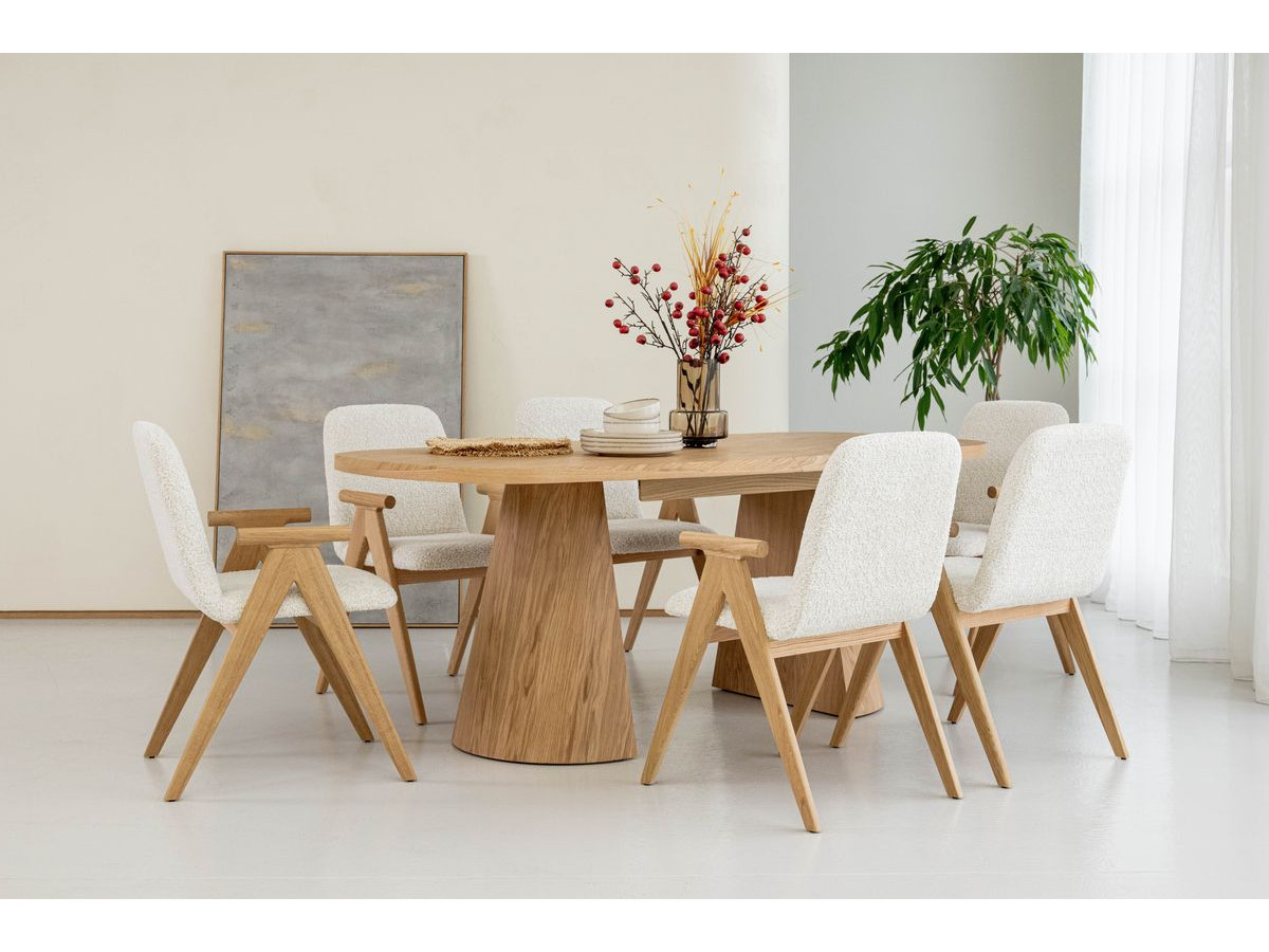 Ensemble MAZARGUES avec table à manger extensible 200 à 300 cm + 6 chaises PAGNOL placage chêne massif