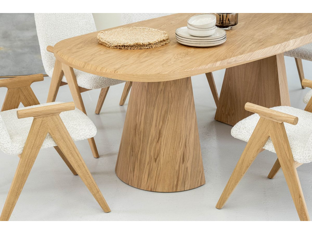 Ensemble MAZARGUES avec table à manger extensible 200 à 300 cm + 6 chaises PAGNOL placage chêne massif