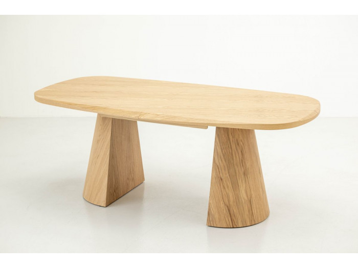 Table à manger ovale extensible 200 à 300 cm MAZARGUES placage chêne massif
