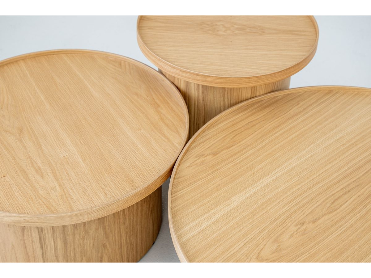 Set van 3 CASTELLANE salontafels van massief eikenfineer