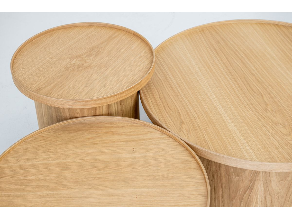 Set van 3 CASTELLANE salontafels van massief eikenfineer