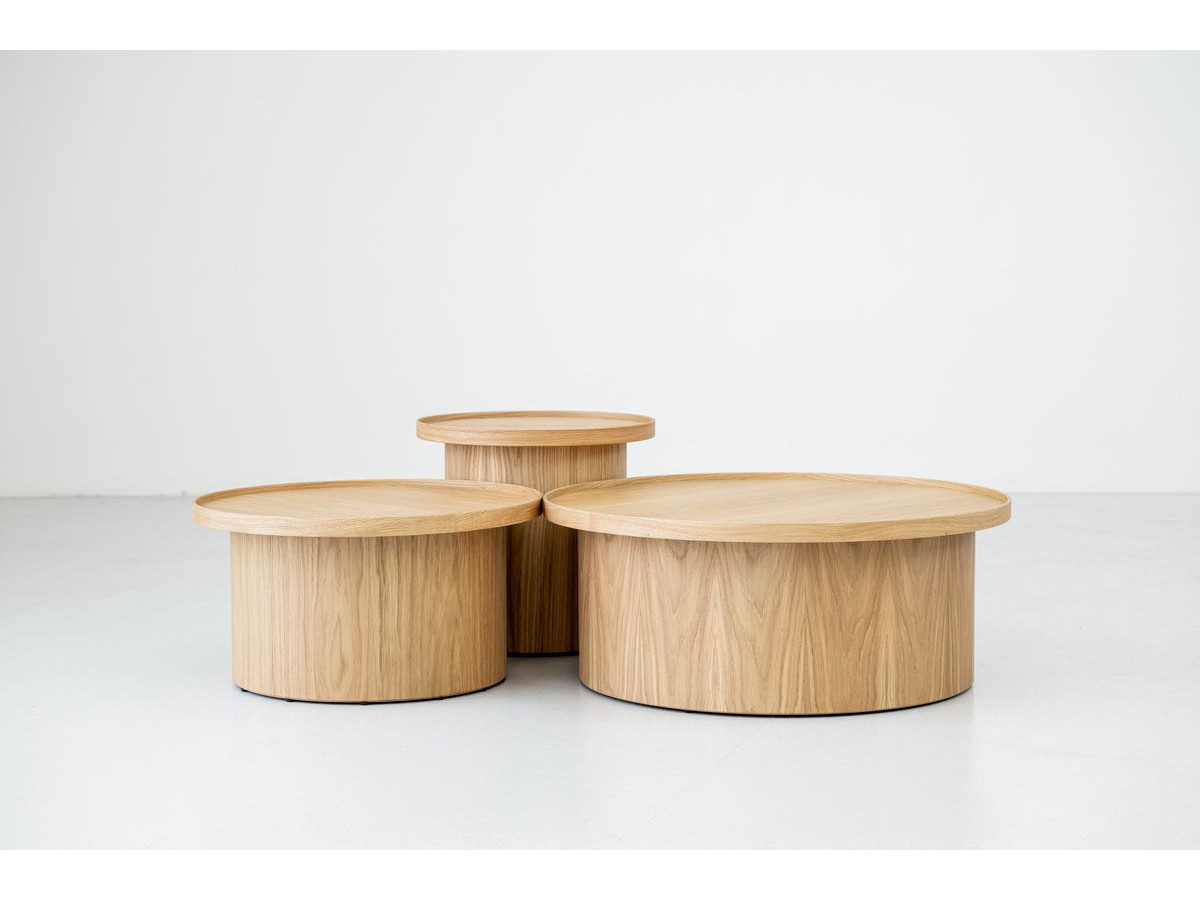 Set van 3 CASTELLANE salontafels van massief eikenfineer