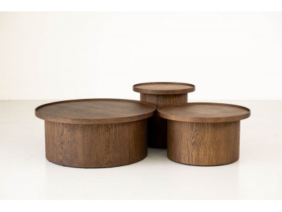 Ensemble de 3 tables basses CASTELLANE placage chêne massif