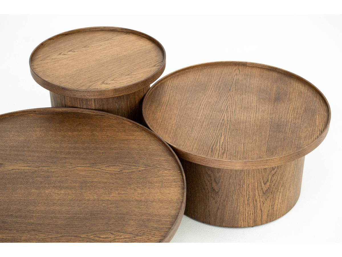 Set van 3 CASTELLANE salontafels van massief eikenfineer