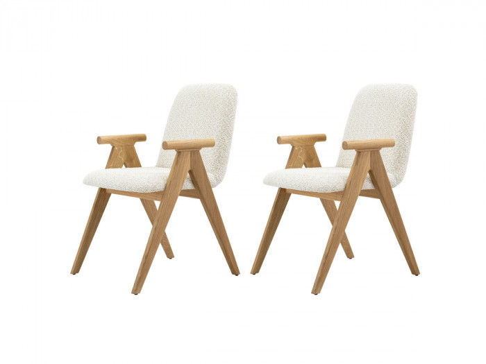 Lot de 2 chaises de table PAGNOL placage chêne massif et tissu bouclette