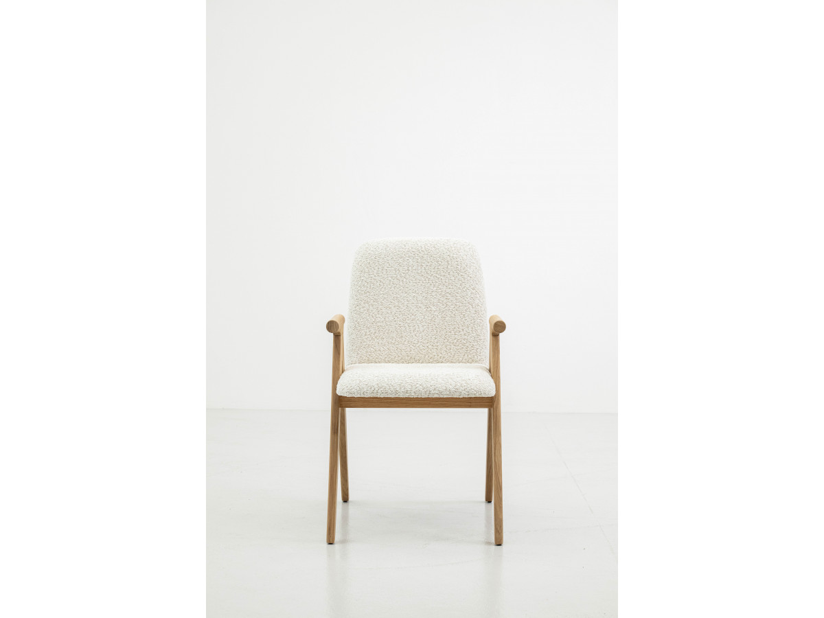 Lot de 2 chaises de table PAGNOL placage chêne massif et tissu bouclette
