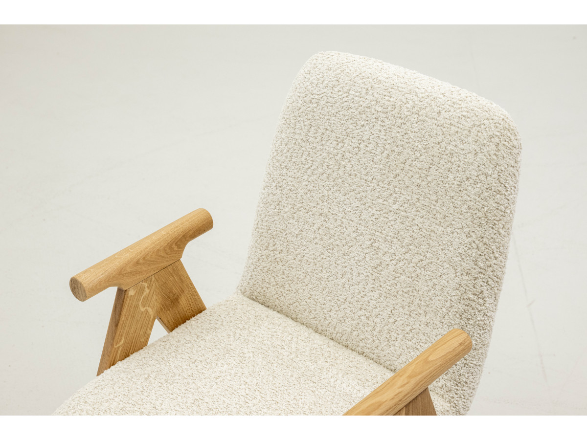 Lot de 2 chaises de table PAGNOL placage chêne massif et tissu bouclette