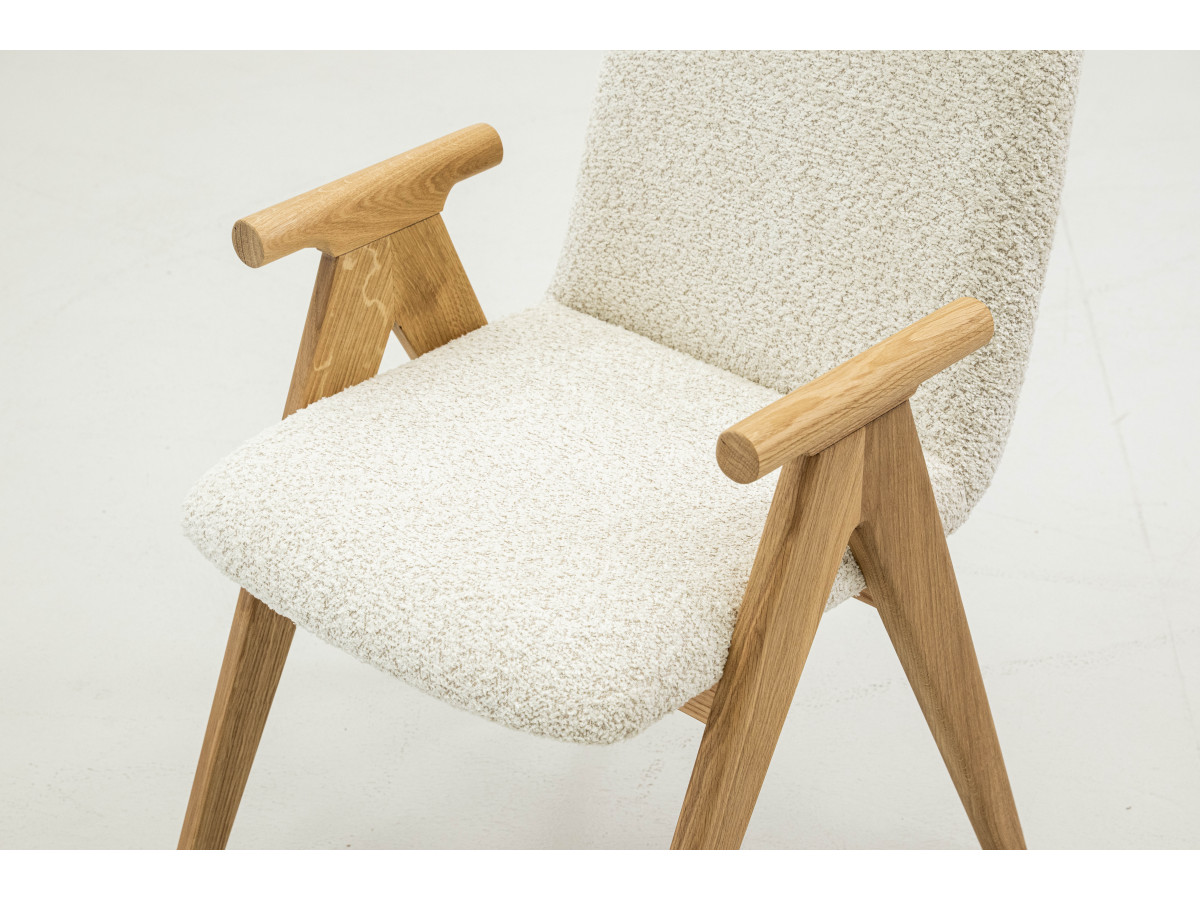 Lot de 2 chaises de table PAGNOL placage chêne massif et tissu bouclette