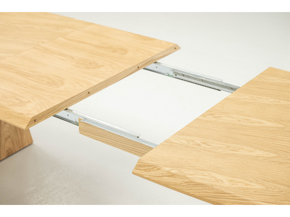 Table à manger extensible rectangulaire arrondie 200 à 300 cm MAZARGUES placage chêne massif