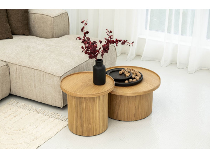 Table basse D.60 cm CASTELLANE placage chêne massif