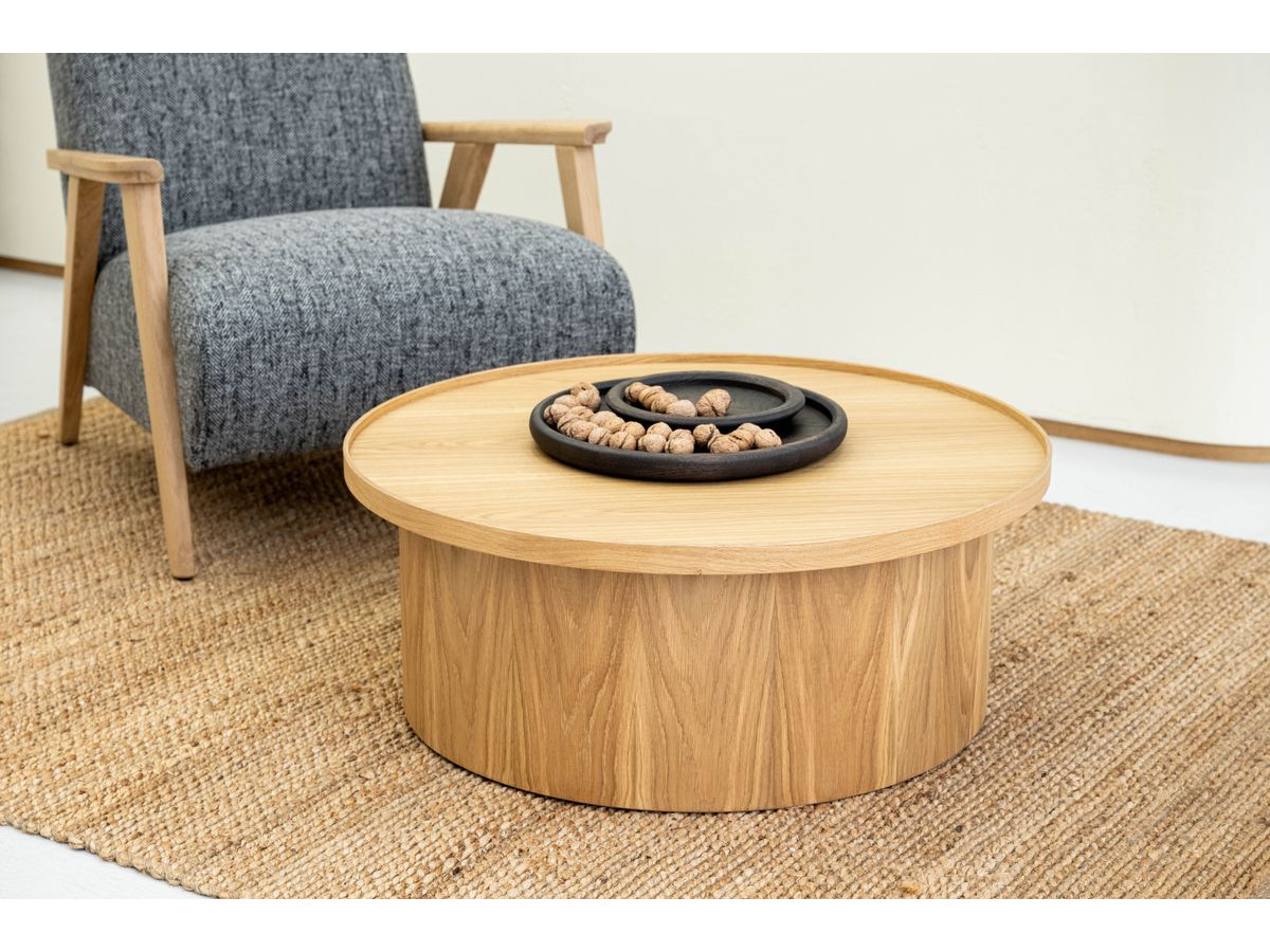 Table basse D.80 cm CASTELLANE placage chêne massif