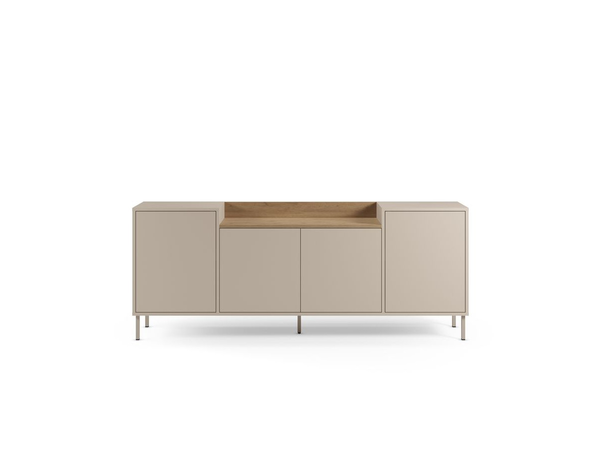 Buffet 4 portes 200 cm LINO plateau effet chêne et pieds métal — vue 6