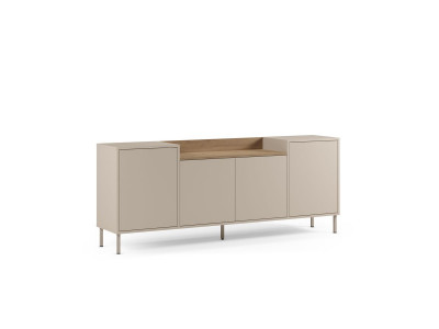 Buffet 4 portes 200 cm LINO plateau effet chêne et pieds métal