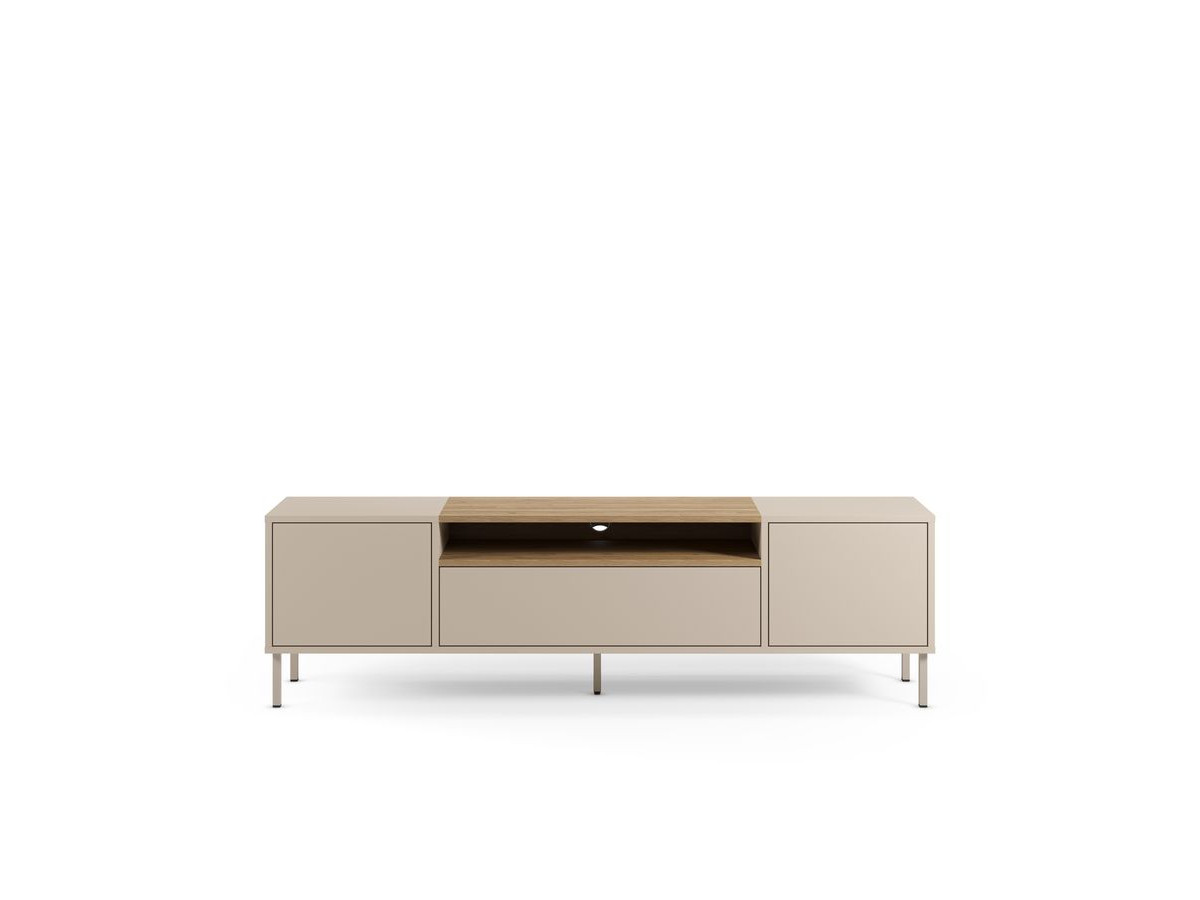LINO 3-deurs tv-meubel 180 cm eikenhouten blad en metalen poten