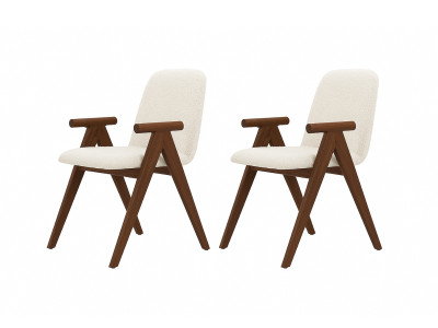 Lot de 2 chaises de table PAGNOL placage chêne massif et tissu bouclette