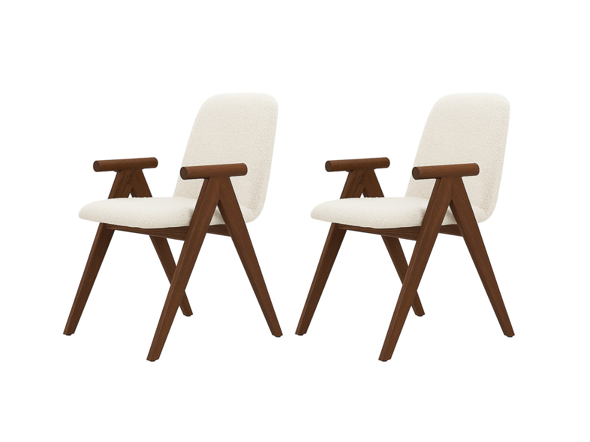 Lot de 2 chaises de table PAGNOL placage chêne massif et tissu bouclette