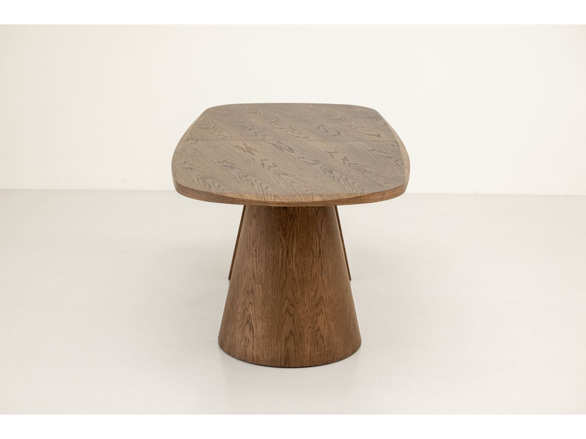 MAZARGUES set met uitschuifbare eettafel 200 tot 300 cm + 6 BASTIDE stoelen in massief eiken fineer