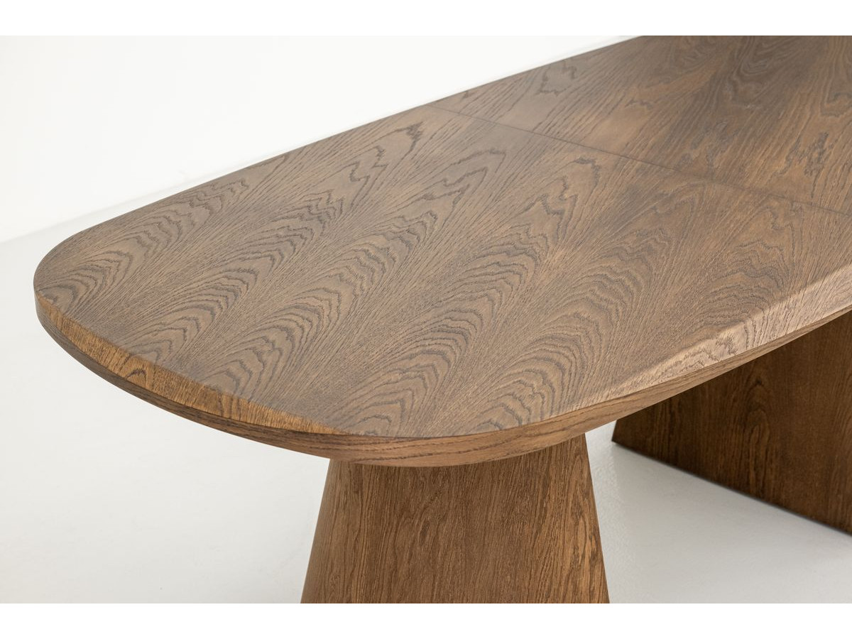 MAZARGUES set met uitschuifbare eettafel 200 tot 300 cm + 6 BASTIDE stoelen in massief eiken fineer