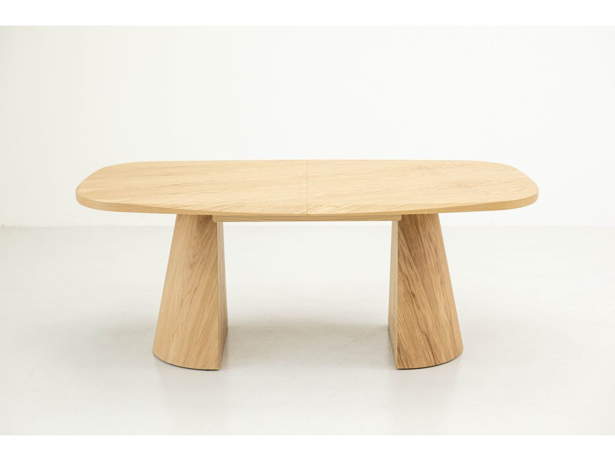 MAZARGUES set met uitschuifbare eettafel 200 tot 300 cm + 6 BASTIDE stoelen in massief eiken fineer